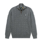 Quarter Zip Cable-Knit Woolen Sweater Dark Grey QZS-10