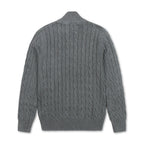 Quarter Zip Cable-Knit Woolen Sweater Dark Grey QZS-10