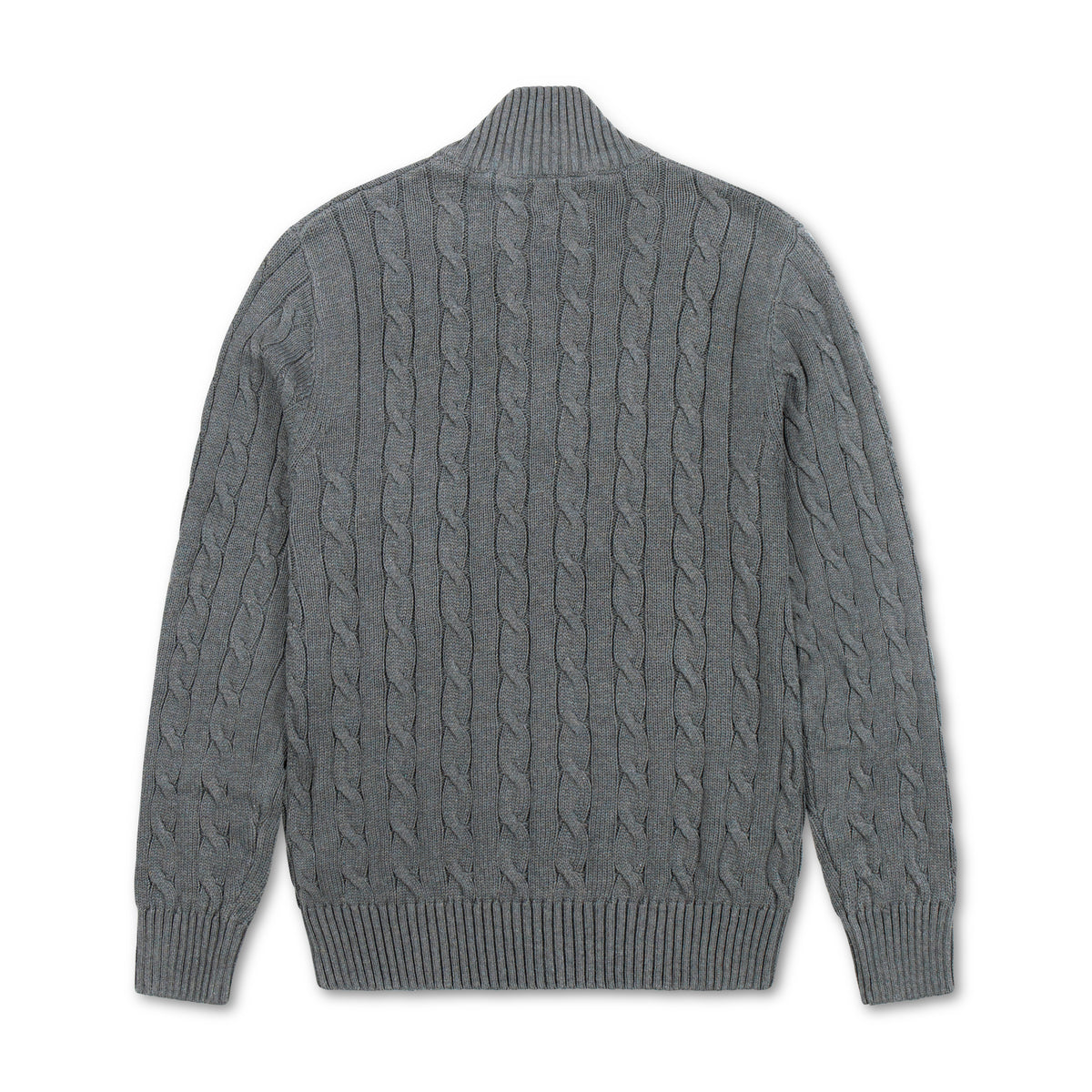 Quarter Zip Cable-Knit Woolen Sweater Dark Grey QZS-10