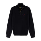 Quarter Zip Knit Woolen Cotton Sweater Black QZS-01