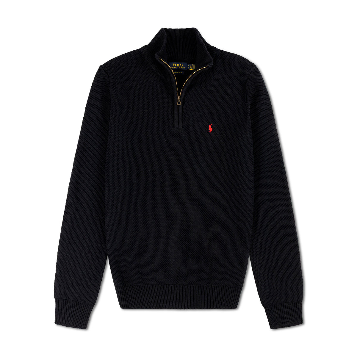 Quarter Zip Knit Woolen Cotton Sweater Black QZS-01