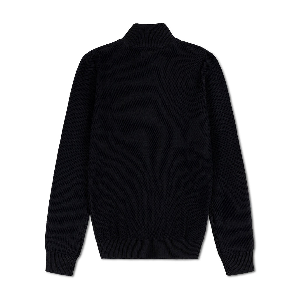 Quarter Zip Knit Woolen Cotton Sweater Black QZS-01