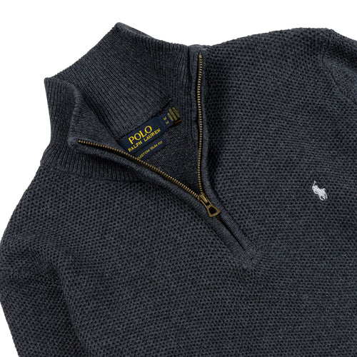 Quarter Zip Knit Woolen Cotton Sweater Charcoal QZS-02
