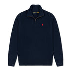 Quarter Zip Knit Woolen Cotton Sweater Navy Blue QZS-15