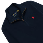 Quarter Zip Knit Woolen Cotton Sweater Navy Blue QZS-15