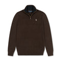 Quarter Zip Textured Knit Woolen Sweater Coffee QZS-17