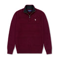Quarter Zip Textured Knit Woolen Sweater Maroon QZS-16