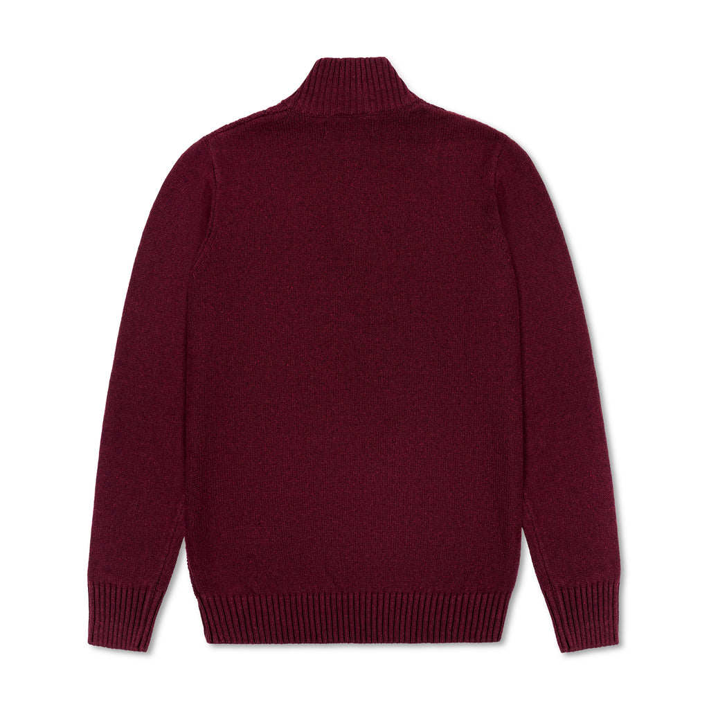 Quarter Zip Textured Knit Woolen Sweater Maroon QZS-16