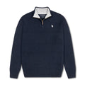 Quarter Zip Textured Knit Woolen Sweater Navy Blue QZS-13