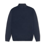 Quarter Zip Textured Knit Woolen Sweater Navy Blue QZS-13