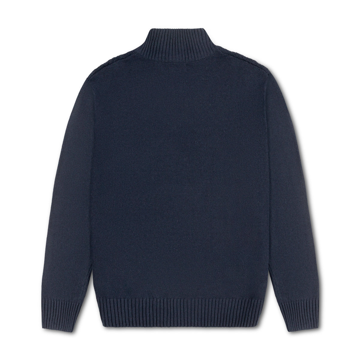 Quarter Zip Textured Knit Woolen Sweater Navy Blue QZS-13